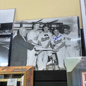 Original Signed Willie Mays Stan Musial Walt Alston Autograph MLB Baseball Piece